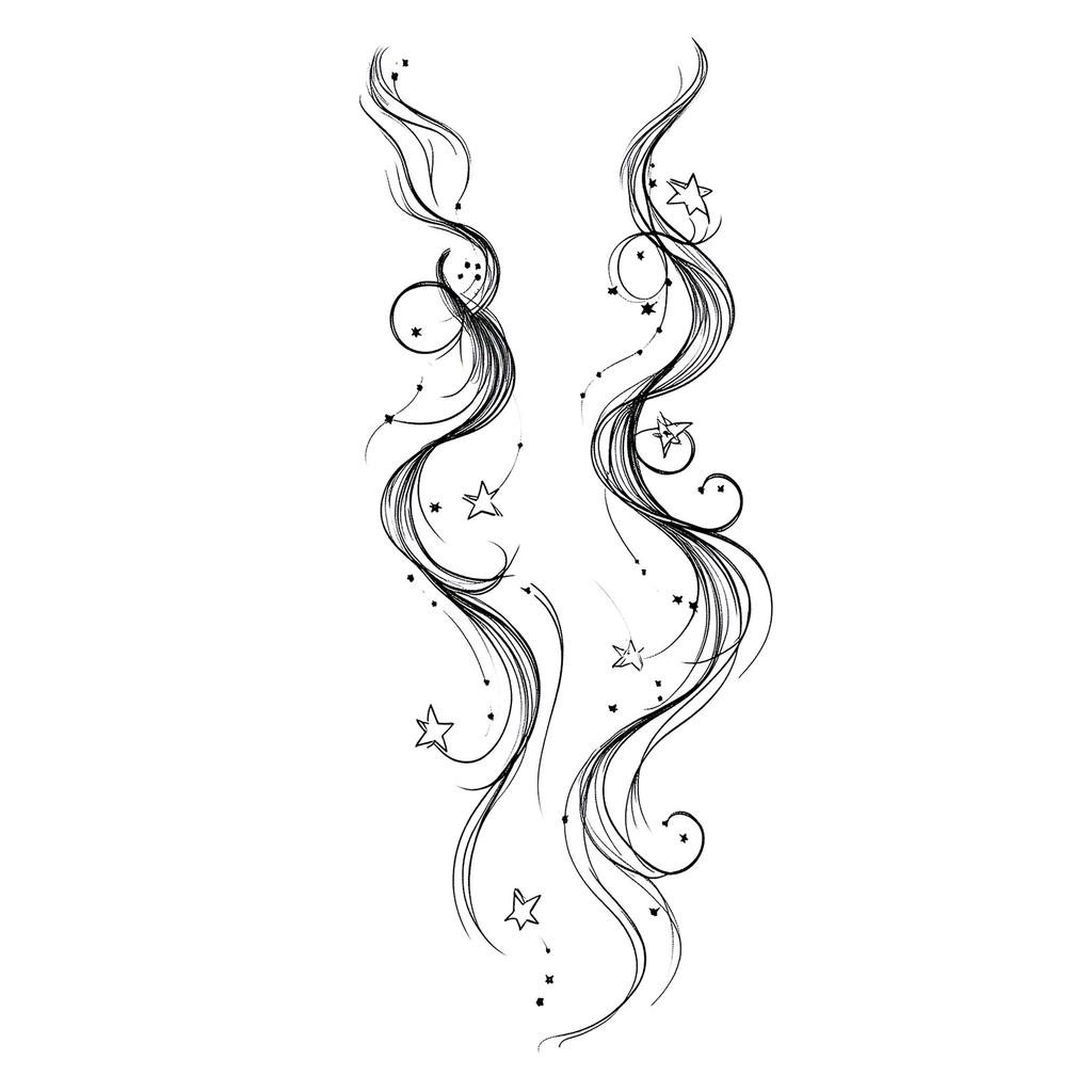 Advanced Sense Domineering Personality Thorn Totem Ribbon Sun Moon Stars Flower Lines Tattoo Sticker