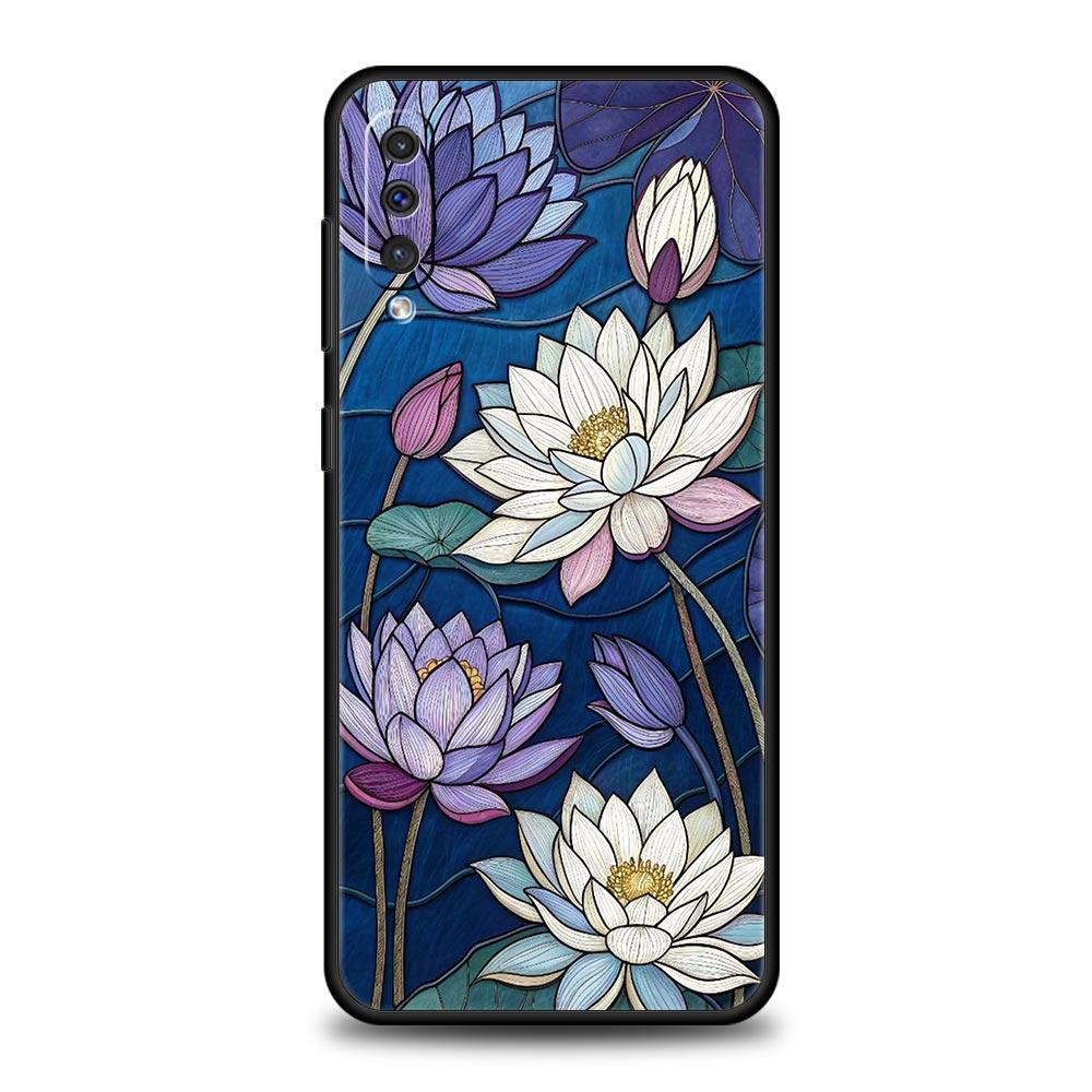 Phone Case For Samsung A56 A36 A26 A24 A12 A14 A16 A50 A70 A20E A10S A22 A40 A34 A54 A42 A52 5G A04s A06 Cover Lotus Pattern
