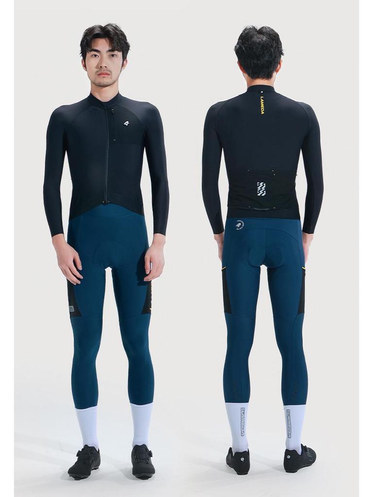 Lampada Men's Stretch Cycling Pants with Pockets: Moisture-Wicking, Quick-Drying, Color Block Design