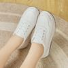 Women's Hole Sneakers Height Increase White Leather Platform Casual Summer Thick Sole Elevator Shake Shoes
