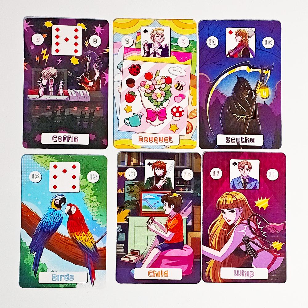 9*6cm Back To The 80's Lenormand Deck Gedruckt auf 350GSM doppelt geprägtem Karton 36 Stk. Lenormandkarten + 2 Spezialkarten