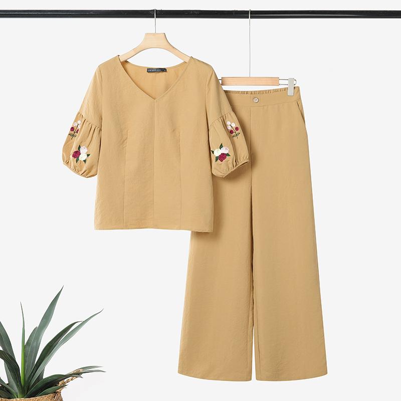 

ZANZEA Женский Летний Блузка с Полурукавом и Брюки Повседневные Комплекты из Двух Предметов 5XL