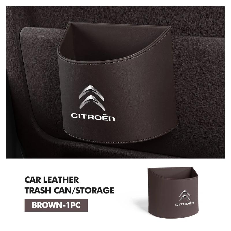Leather Car Door Storage Organizer Trash Can Garbage Dust Box For Citroen C5 C1 C2 C6 C4L DS3 DS4 DS5 C-Elysee Grand Berlingo