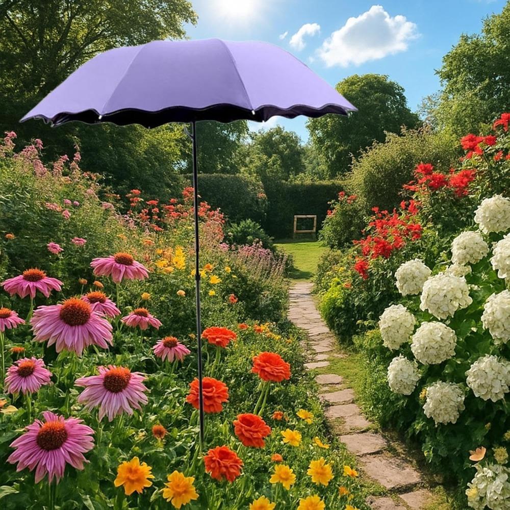 Multipurpose Sun Shade Umbrella with Ground Stake, UV Protection Rainproof Canopy for Plants, Outdoor Sports, Beach, Fishing, Travel - 37.4" X 49.2"