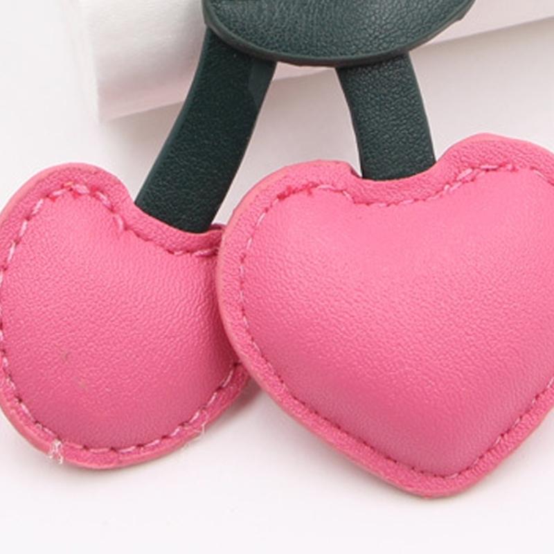 Stylish Cherrys Designs PU Leather Keychain For Women Portable Bag Charm Accessory