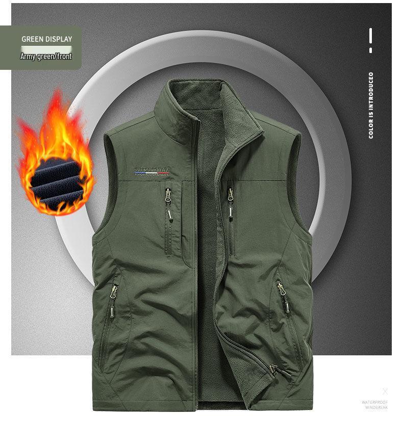 Herren Wendbare 8-Taschen Fleeceweste - Herbst/Winter Polarfleece, Ärmellos und Verdickt für Outdoor-Einsatz