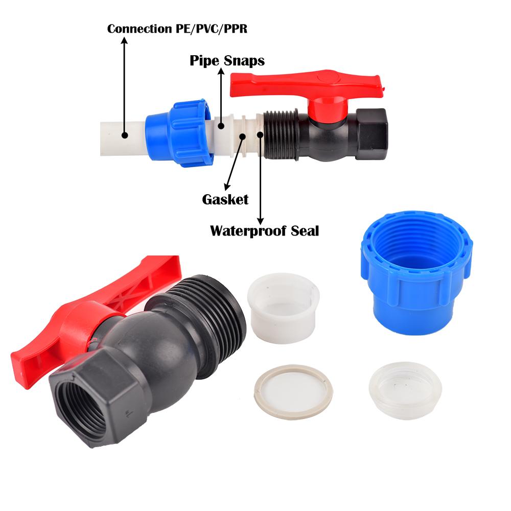 Plast PE Kranvatten Bevattningsvattenrör Snabbkoppling Ventil Invändig gänga till Rör 20mm 25mm 32mm 40mm 50mm 63mm