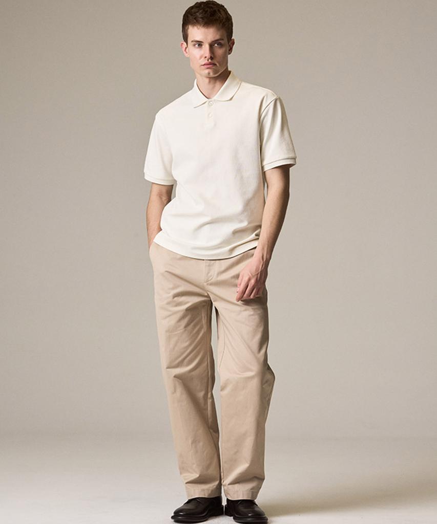 Laijeuaenbillou [Authentic] Authentic Supima 302St Wide Straight Chino Pants Olive