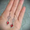 Charm Gothic Oval-shaped Blood Red Glass Crystal Pendant Dangle Earring for Women Halloween Party Vampire Bride Y2K Jewelry Gift