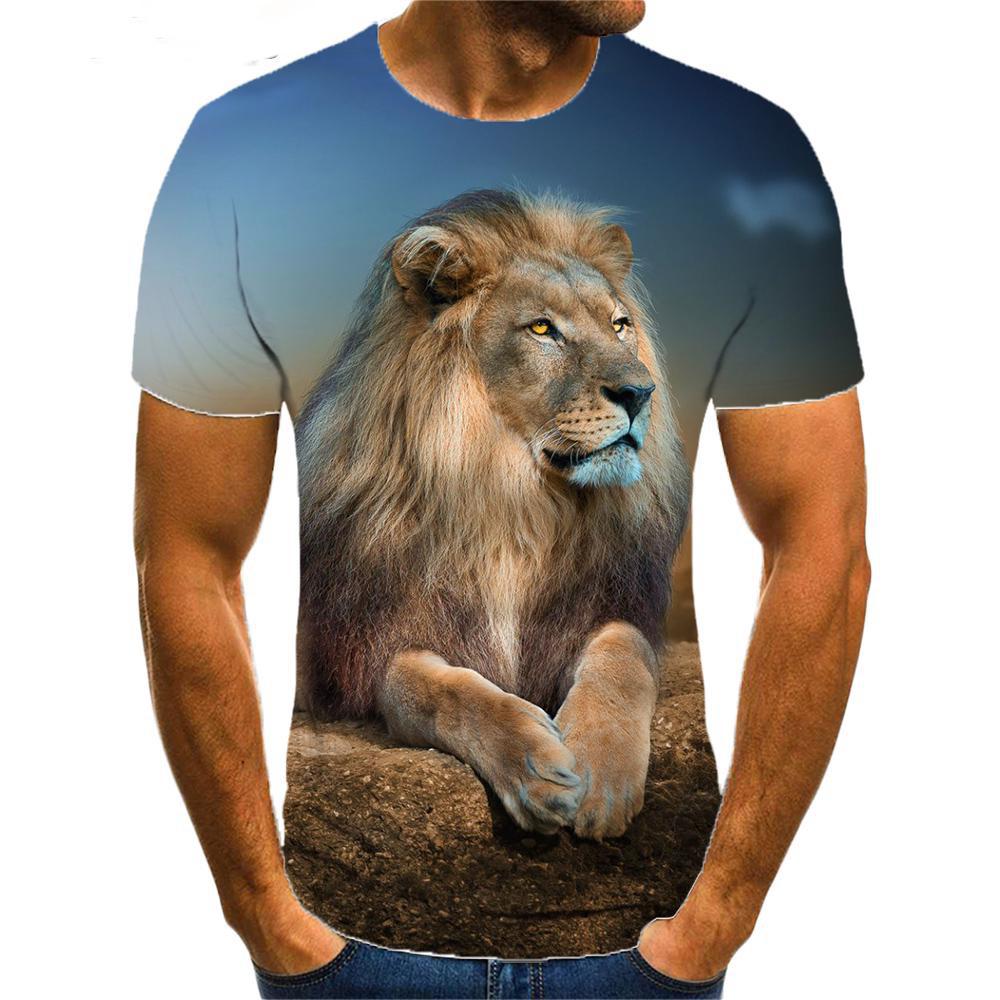 Animal Lion Pattern 3D Print Men's T-Shirts Summer Casual O-Neck Short Sleeve Oversized T-shirts