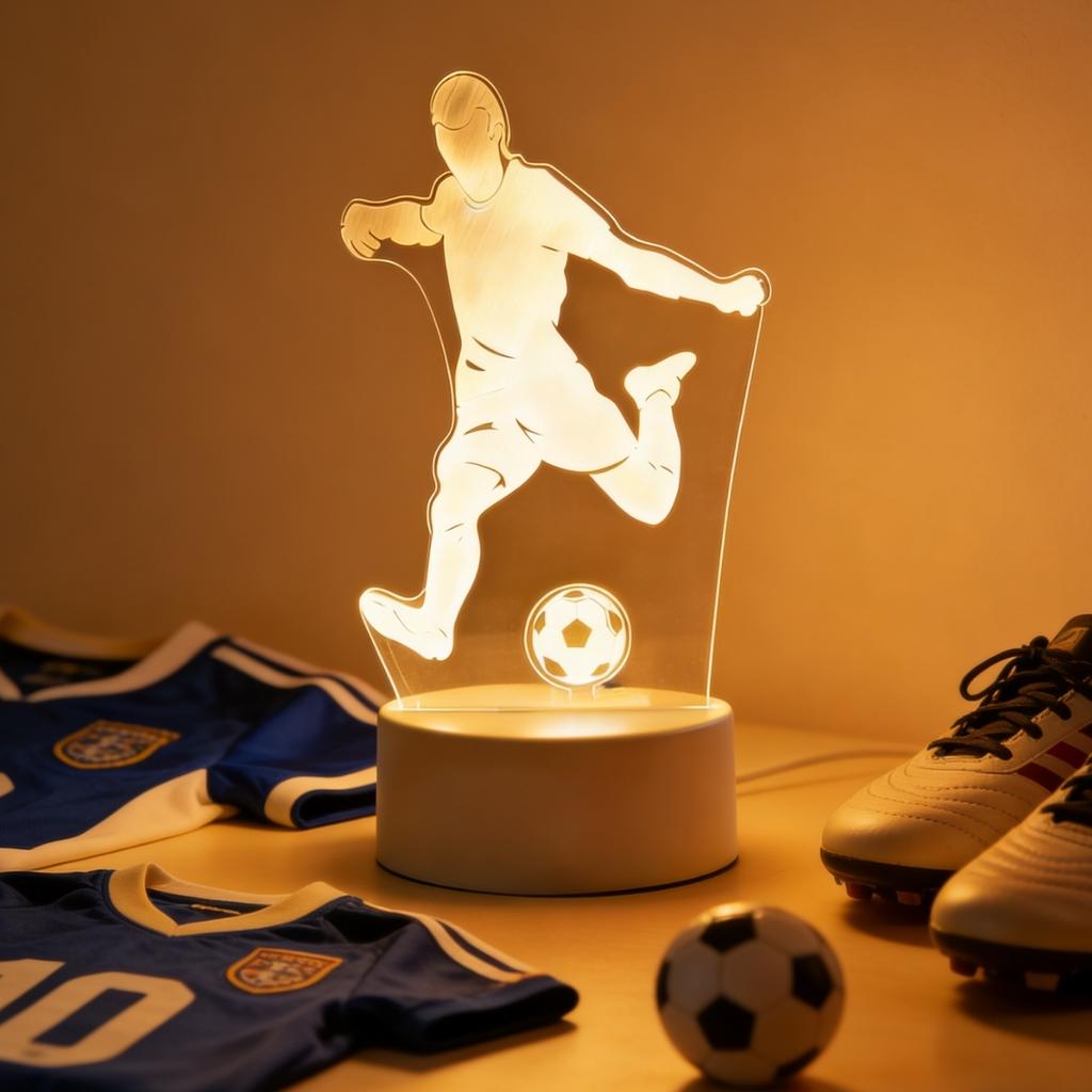 LED 3D Football Theme Table Lamp USB Plug Bedroom Bedside Creative Book Lamp Sports Enthusiasts Gift Decorative Night Light