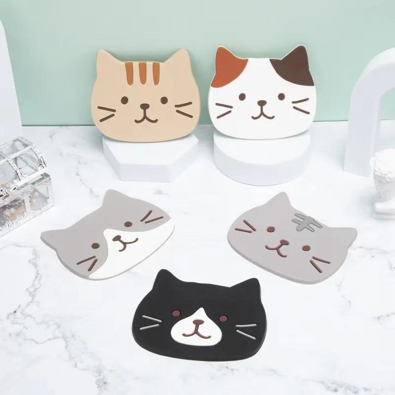 5 stücke Katze Nette Tasse Kissen Reusable Silikon Tee Tasse Isolierung Kissen PVC Anti Slip Und Anti Verbrühen Schüssel Kissen