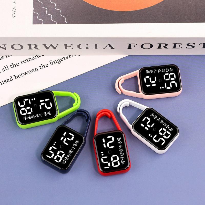 1Pcs LED Mini Electronic Watch Touch Digital Pocket Watch Night Light Hanging Watches Keychain Pendant Students Supplies
