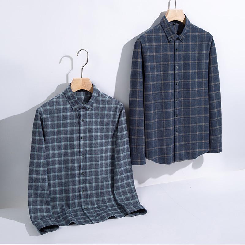 Men's Long-Sleeve Plaid Shirt: Comfortable, Breathable Cotton for Spring and Autumn Casual Wear