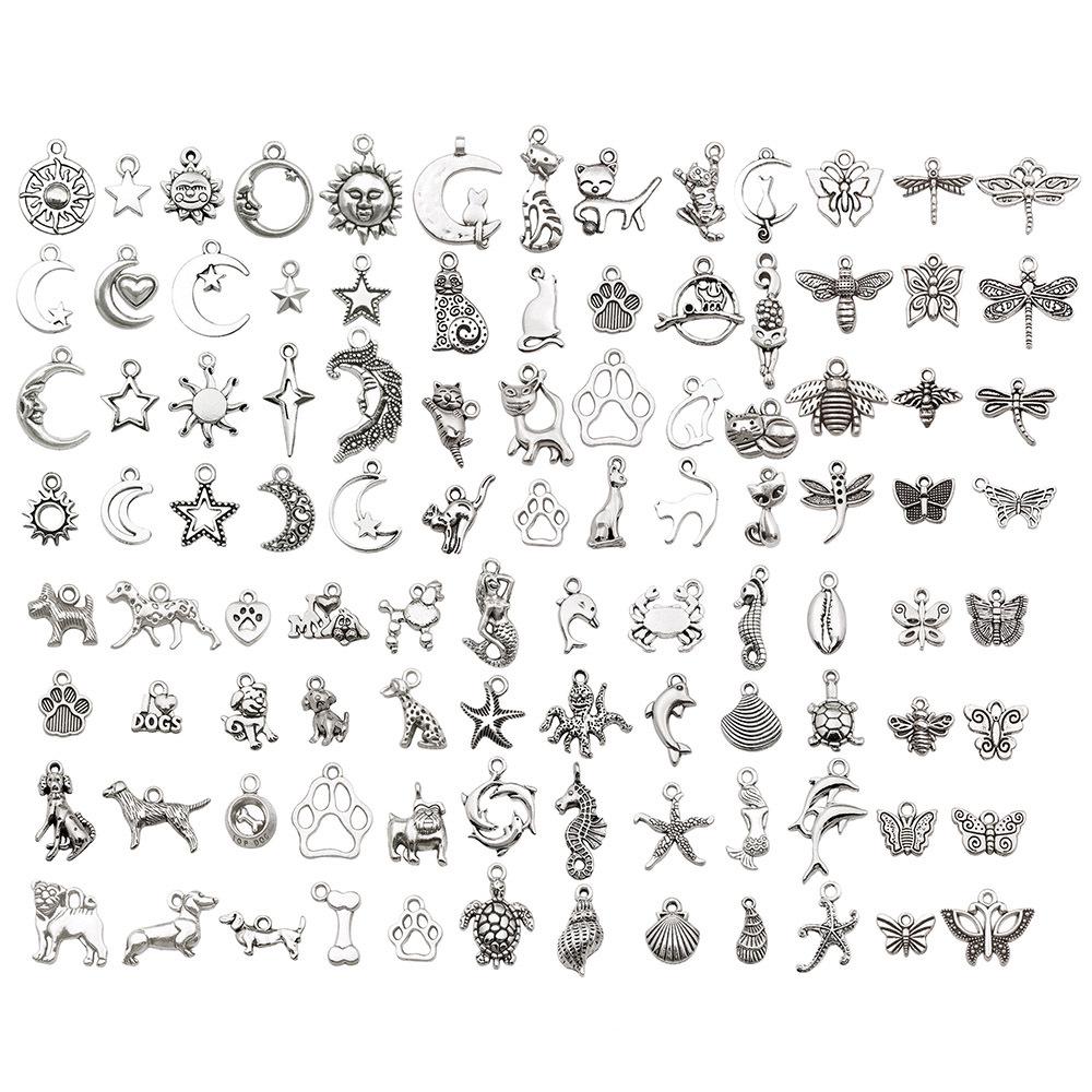 

100 Подвесок из античной бронзы в виде животных и насекомых из сплава: Шармы Стрекоза, Бабочка для браслетов, ожерелий, брелоков своими руками