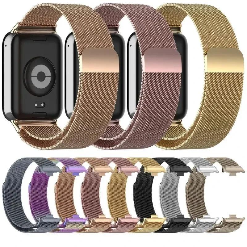 Cinturino Metallico per Xiaomi Mi Band 8/9 Pro Braccialetto Smart Magnetico Braccialetto di Ricambio in Acciaio Inossidabile per Redmin Watch 4/5 band