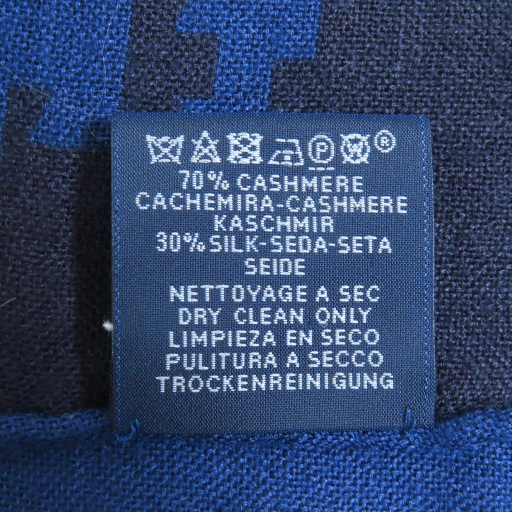 Great HERMES shawl Navy black cashmere Women Used