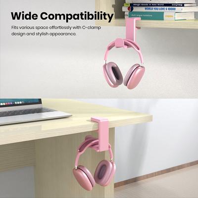 Suporte para Fone de Ouvido Sem Furos Clipe de Mesa Ajustável Gancho de Armazenamento de Mesa Suporte Giratório de 360 Graus para Fone de Ouvido Decoração de Casa