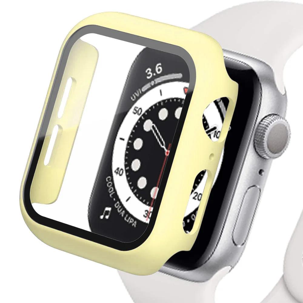 Tempered Glass+cover For Apple Watch Accessories 45mm 41mm 44mm 40mm 42mm Screen Protector serie 9 4 5 6 SE 7 8 Apple watch Case