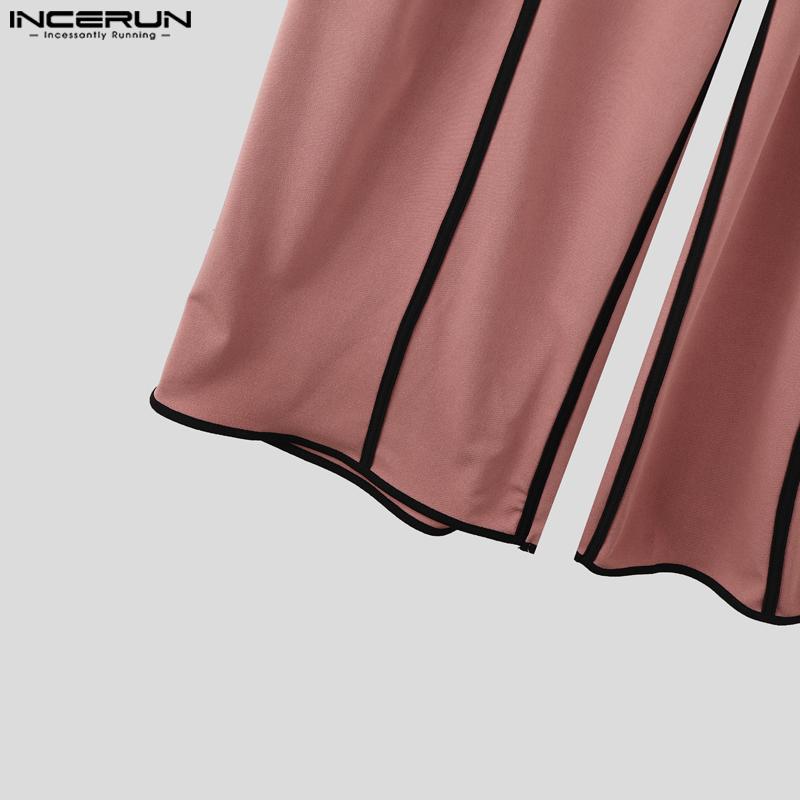 INCERUN 2PCS Men Sleeveless Stitching Waistcoat and Long Pants Outfits Sets