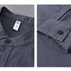 Simple Style Cotton Linen Shirts for Men Spring Summer Daily Casual Long Sleeve Shirt Pocket Stand Collar Solid Color Shirt Beach Breathable Men Top