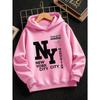 Retro New York City Kids Hoodie Manhattan Text Print Pullover Autumn Winter Fleece Warm Street Style Children Hooded Sweatshirt