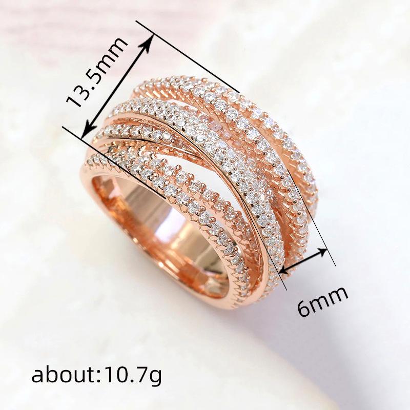 Cao Shi Trendy Multi-Layer Criss-Cross Women's Zircon Fashion Engagement Ring