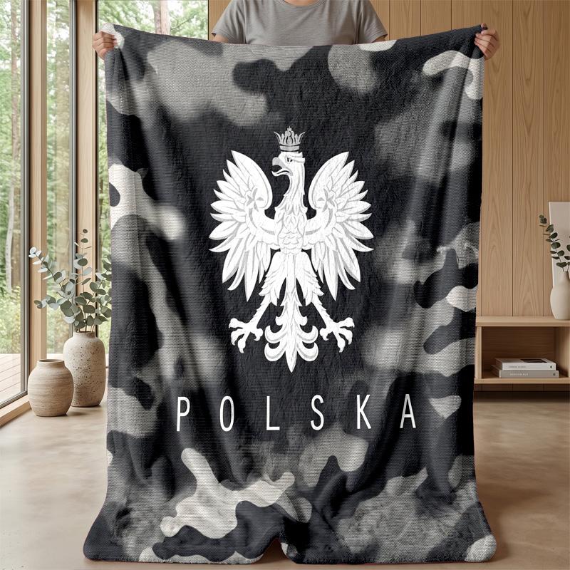 Poland Football Printed Flannel Blanket Skin Friendly Warm Decorative Throw for Indoor Couch Bed Daily Use