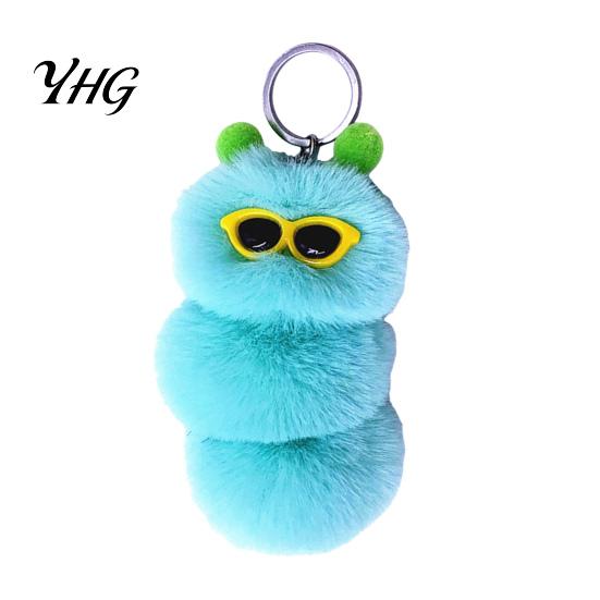 Soft Plush Keychain Sunglasses Caterpillar Keychain, Stuffed Keyring Pendant for Bag Decoration Bags & Car Keys, Decorative Backpack Purse Accessory