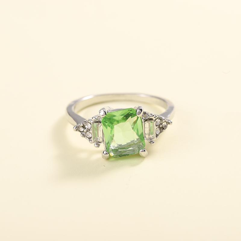 

Huajie Inlaid Square Green White Cut Zicron Women s Rings Delicate Charming Party Female Ring Trendy 10 зелений