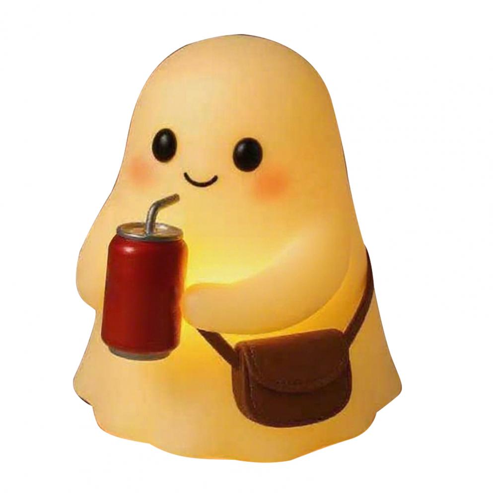 

Cute Ghost Lamp Resin Ghost Holding Cup Night Light Halloween Desktop Decor for Bedroom Living Room Indoor Home Decor