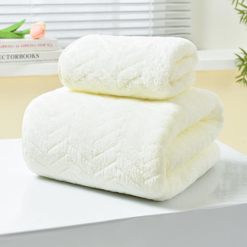 Coral Fleece Wheat Ear Pattern Absorbent Bath Towel - Comfortable Household Towel Hand Towel 35*75cm
