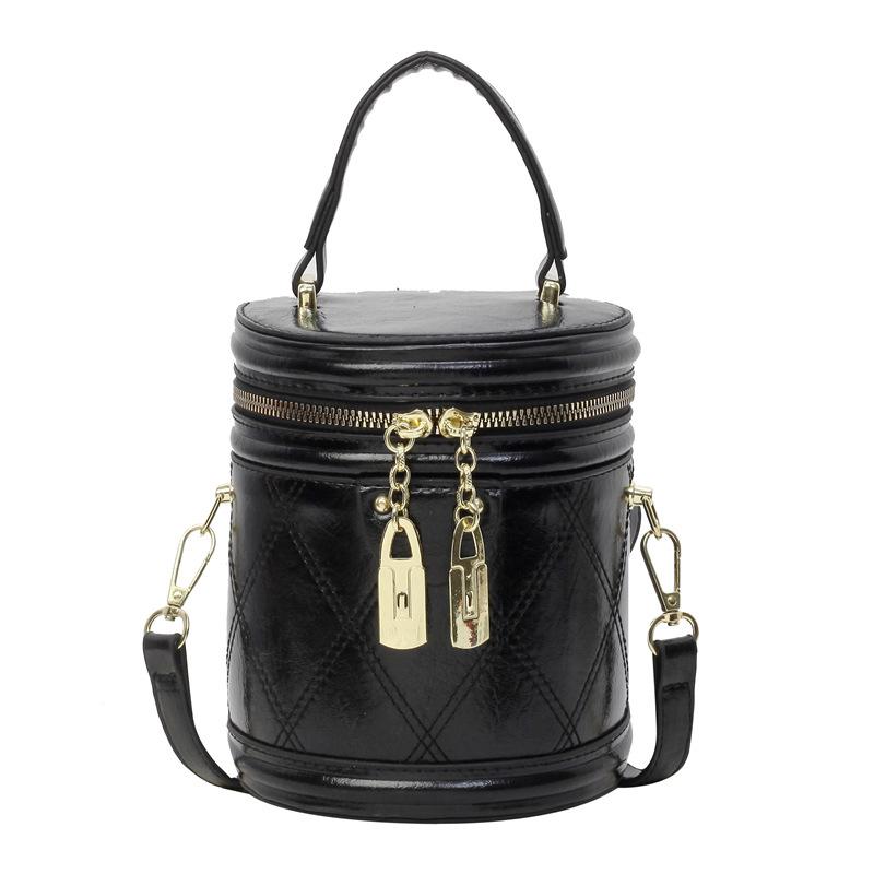 Women's Bag Cylinder Cosmetic Bag Solid Color Shoulder Bag New Chain Bucket Messenger Bag