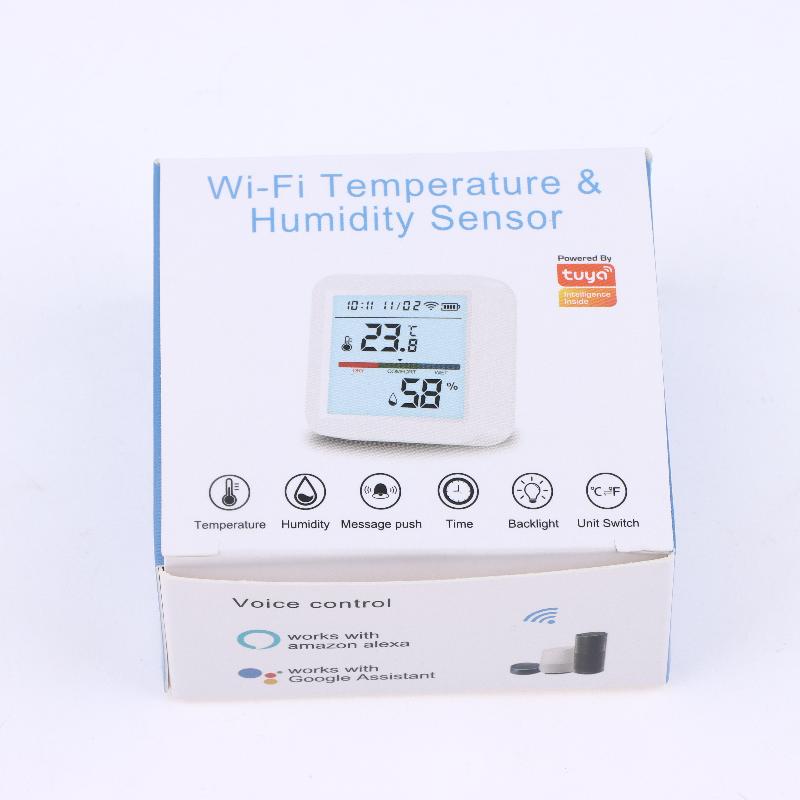 WLAN Temperatur-Feuchtigkeitssensor Heimvernetztes Thermometer mit Hintergrundbeleuchtung LCD Innen-Hygrometer Sprachsteuerung