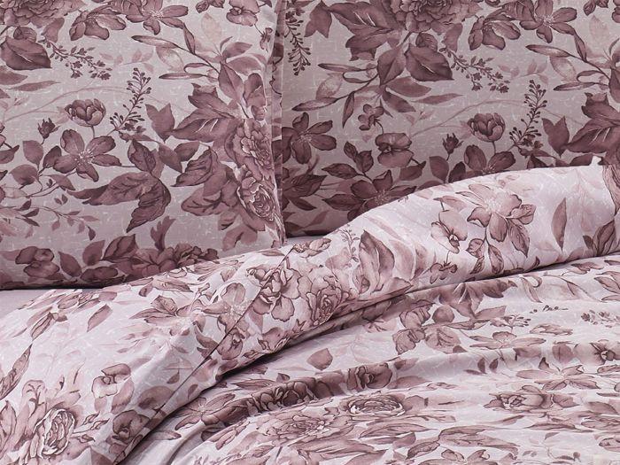 Parure de lit - SOFRANO - Rose - 220x240 cm - 1 housse de couette - 2 taies d'oreillers