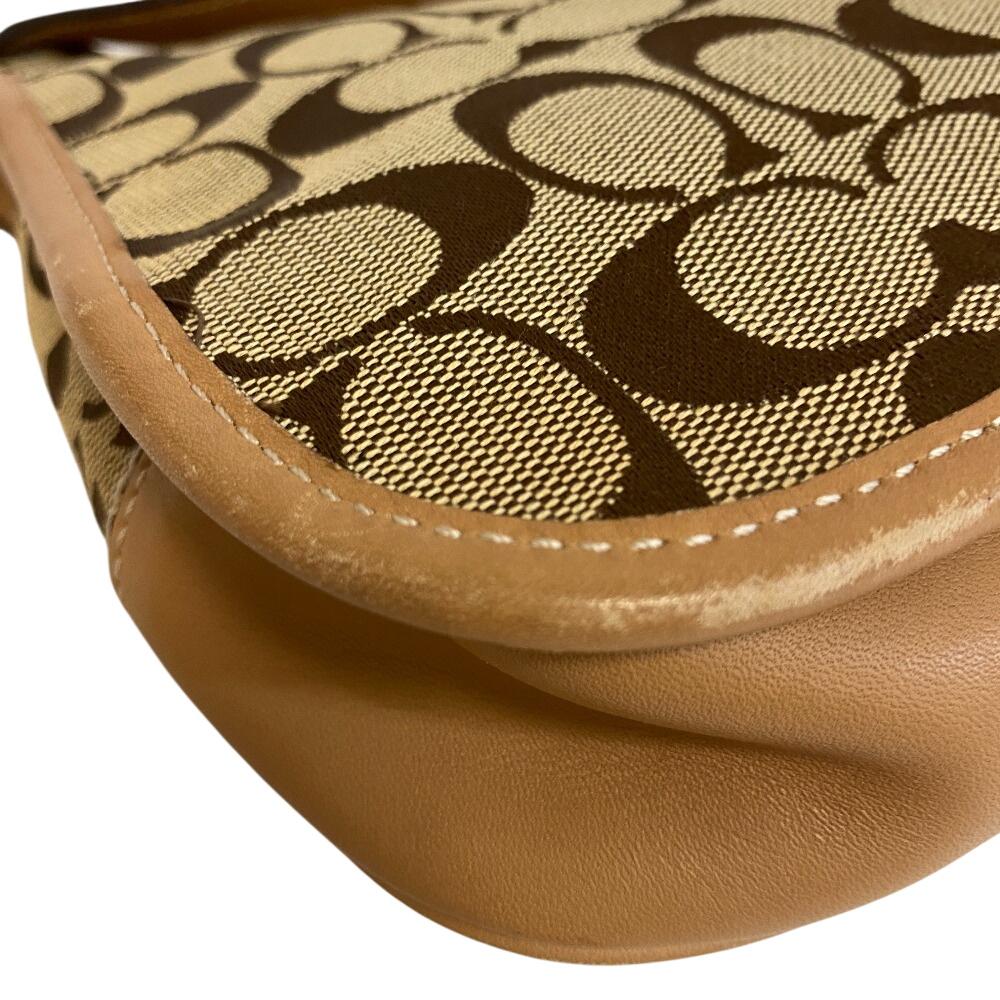Coach 10567 Turn Lock Signature Canvas Shoulder Bag Brown Canvas Women Used