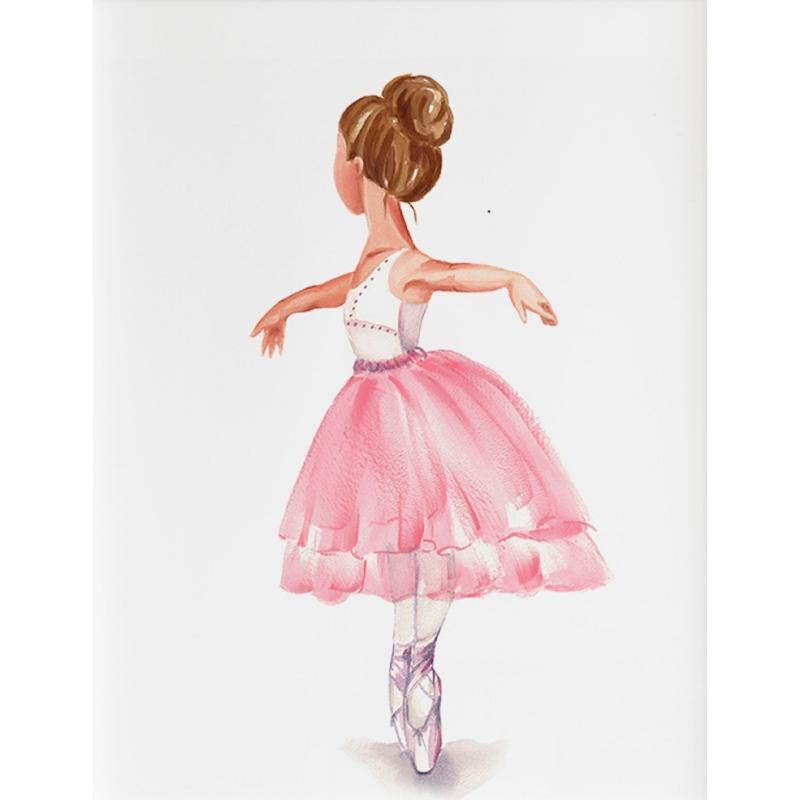 Akvarelový plakát Balerína Krásná dívka Tanec Balet Plátno Malba Tisk Nástěnné umění Obrázek pro dívčí pokoj Domácí dekorace Nástěnná malba