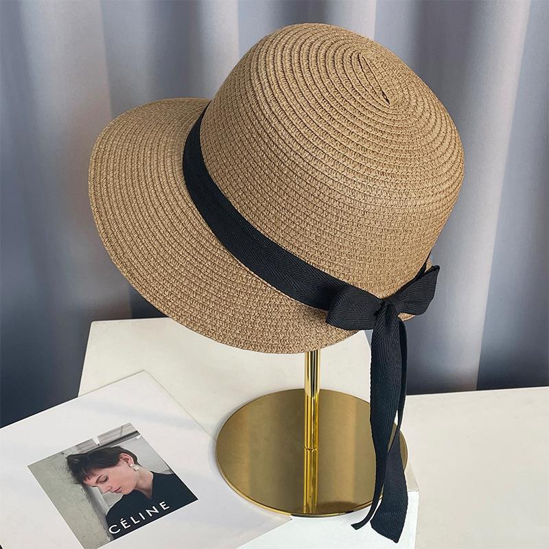 Breathable Flat Top Straw Hat Large Brim Sun Protection Visor Hat Straw Hat Children'S Summer Vacation Wind Seaside Beach Hat