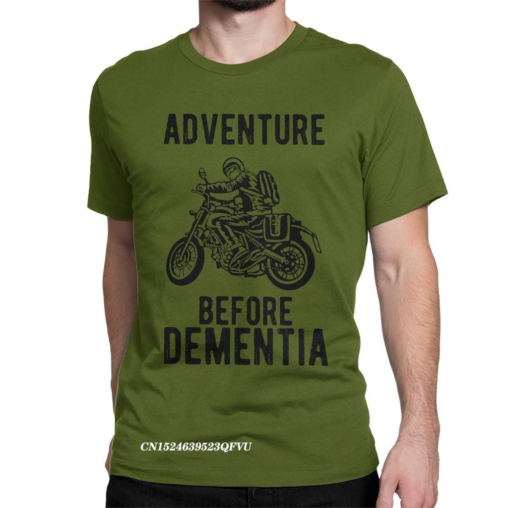 Novelty Adventure Before Dementia Motorbike Rider Motorcycle Tee Shirt For Men Premium Cotton Tshirt Racing Speed Tee Shirt