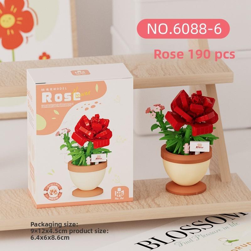 

Tulipa Rose Plastic Plant Pot Building Block Kit For Girls Craft And Decor Home Rose