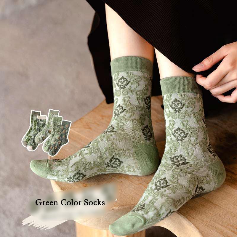 5 Paare/ Los Traumähnliche Damen Socken Harajuku Retro Stickerei Frühling 3D Strickerei Blumen Geprägter Druck Lolita Weihnachtsgeschenk