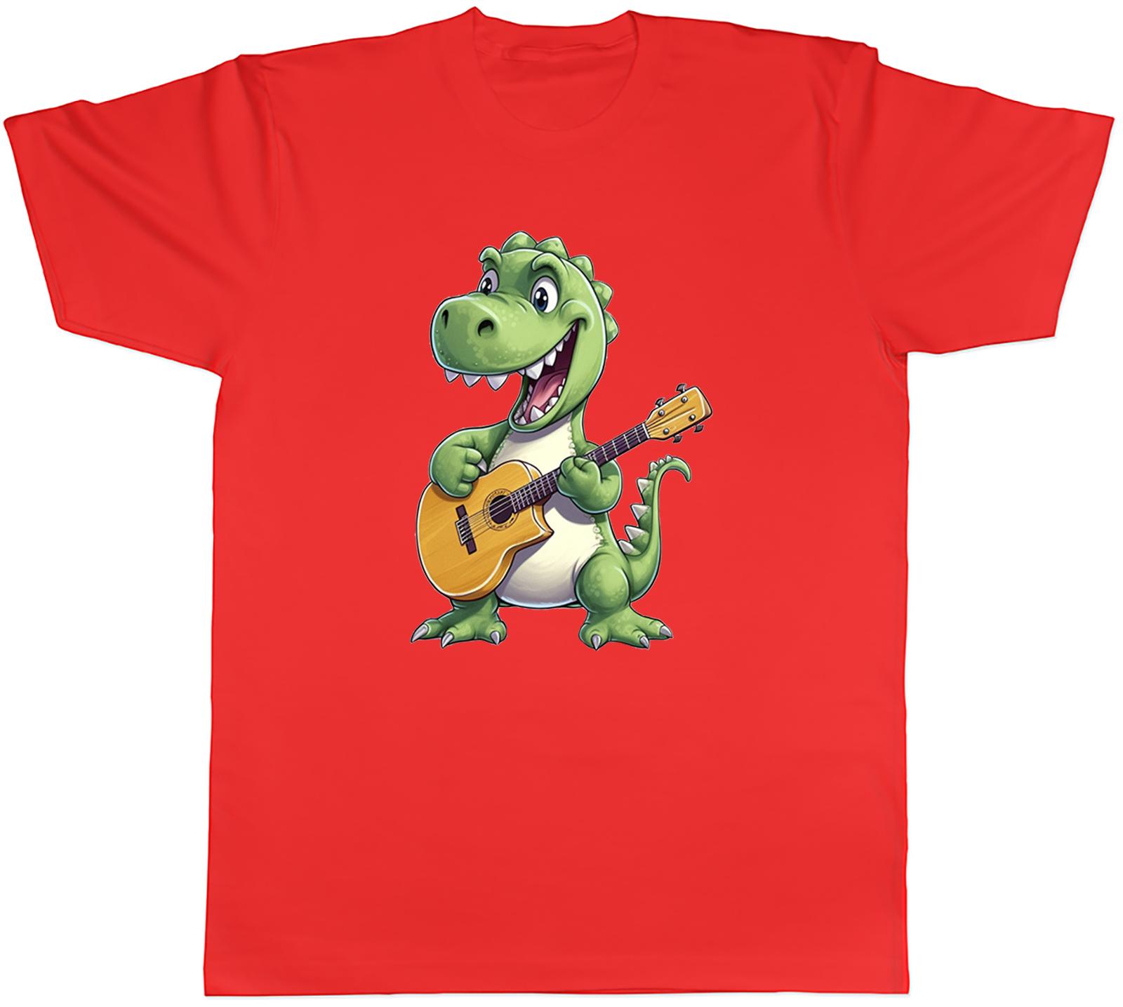 Dinosaur TRex Playing Guitar Unisexs TShirt Guitarist Unisex Tee Gift S