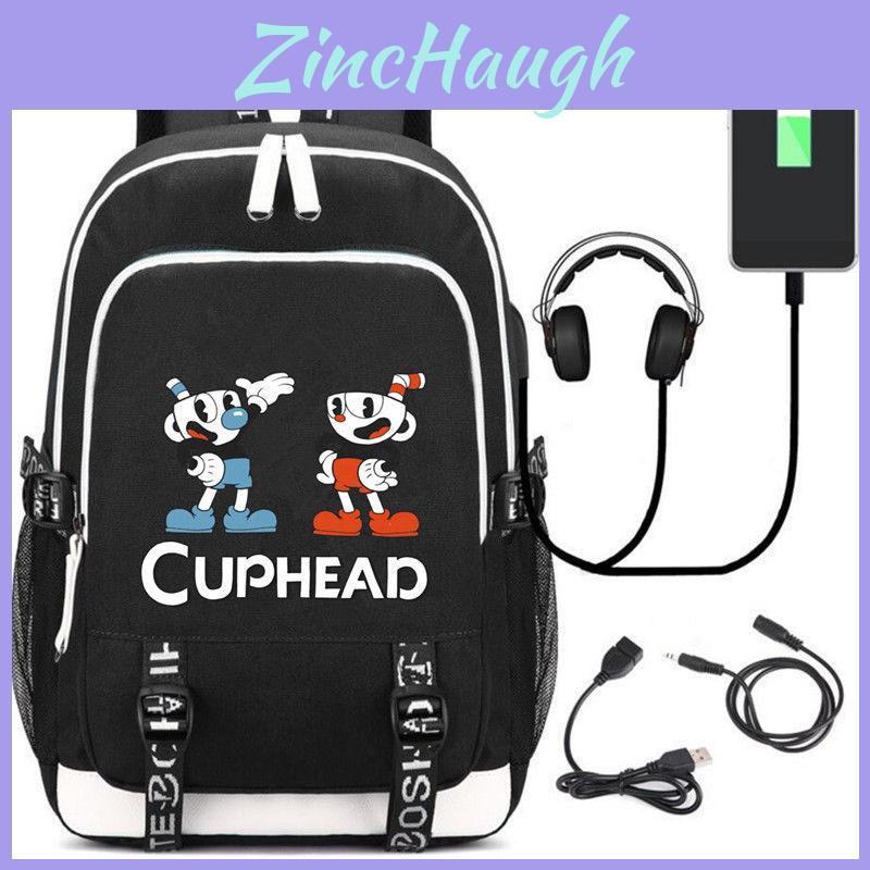 Stylish Cuphead Backpack With Usb Charging Port For Kids And Boys School Use