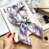 Commuter elegant flower silk scarf women's contrasting color retro printing satin scarf shirt with multi-purpose decorative small scarf