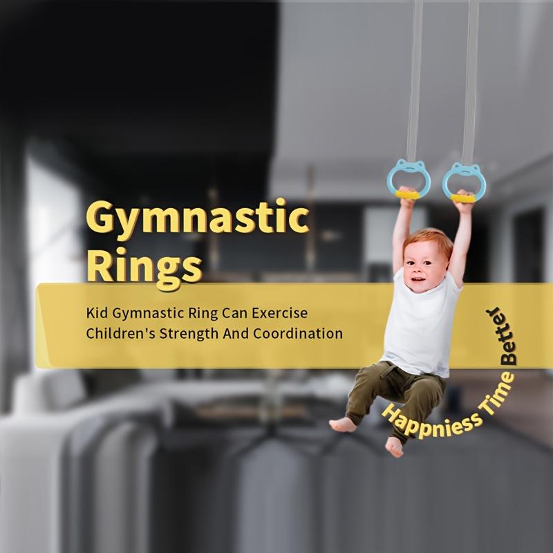 Gymnastics Rings Set, Pull Up Rings with Straps, Playground Home Exercise Gym Rings with Drawstring Bag for Exercise