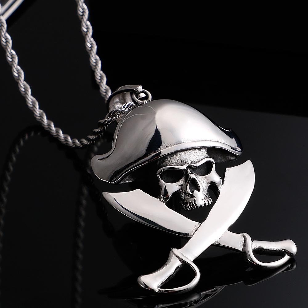 

Ожерелье с подвеской в ​​виде головы черепа в стиле панк-рок для мужчин и женщин, мужские украшения из нержавеющей стали, готический пиратский стиль, подвески, аксессуары для мужчин 60CM