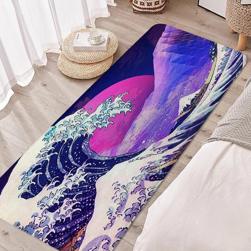 Carpet for Bedroom Japanese Waves Living Room Rugs Kitchen Floor Mat Washable Non-slip Doormat Entrance Door Home Decorations