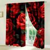 2PCS- Elegant Red Rose Floral Printed Curtains, Pole Bag Curtains, Bedroom and Living Room, Home Decoration, Room Decoration