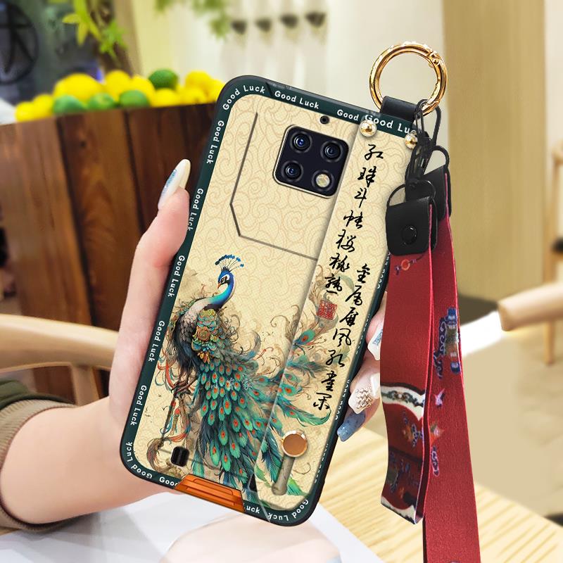 Ring Phone Holder Phone Case For Oukitel WP6 Elderly lady Fashion Lanyard Chinese style Kickstand Silicone Durable