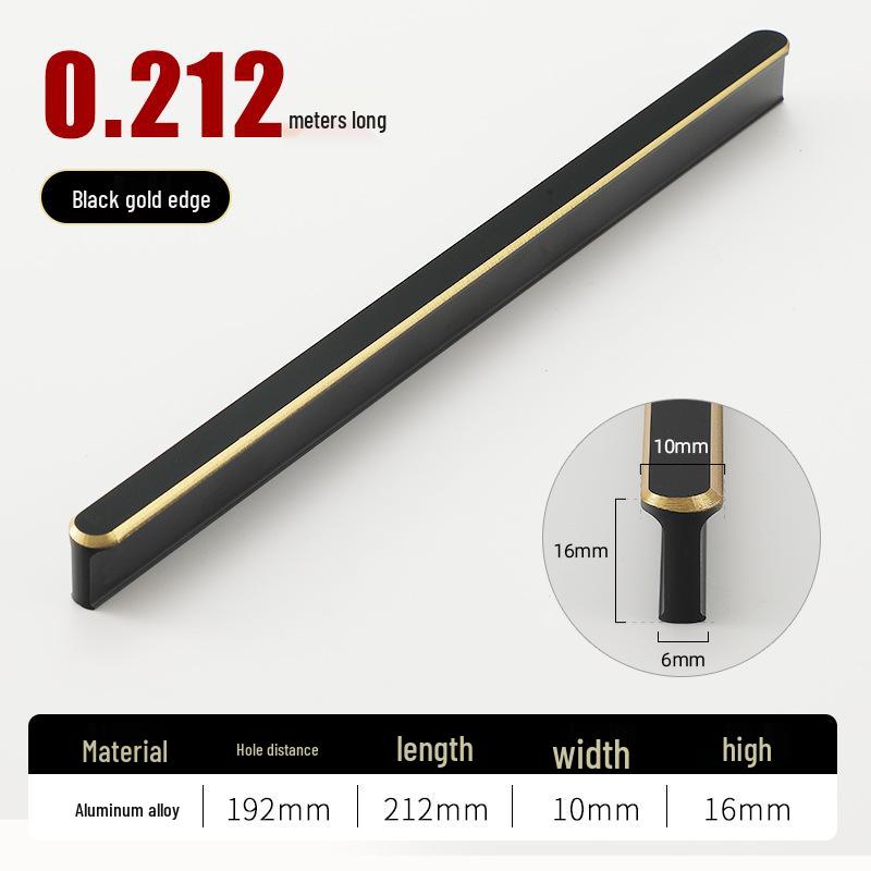 Round T-Type Black Wardrobe Door Handle with Gray, Gold, and Silver Edges